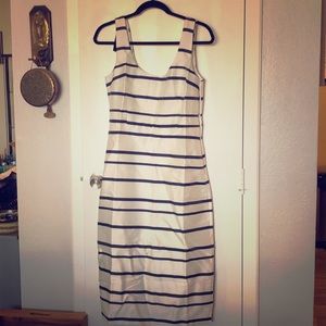 Navy striped white J Crew summer sheath